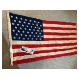 Vtg US 49 star 3x5ï¿½ flag w/brochure, cotton,