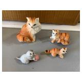 4 Vtg cat figurines