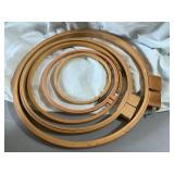7 Wooden embroidery hoops, largest is 14"