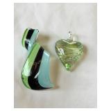 2 Pc. Murano Glass pendants longest 2 3/4"