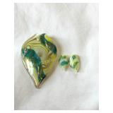 3 pc. Murano Glass pendant 3"l & earrings? 3/4"l