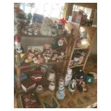 Misc Christmas decor, candle holders, figurines,