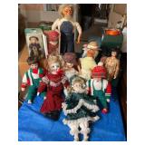 8+ dolls porcelain, rubber, plastic 16" tallest