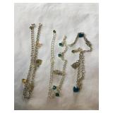 925 Silver 3 Ankle bracelets 20" (marked on c