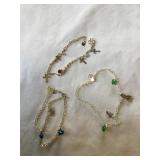 925 Silver 3 Ankle bracelets 20" (marked on