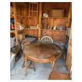 Contents of shed, table 50" x 42", record player