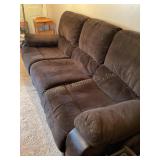 Couch with reclining ends, leather/suede material