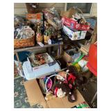 Misc bottles, toys, snow globe, baskets, proctor
