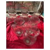 6 glass vases in tote 11" tall in tote