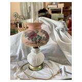 Vtg electric hurricane lamp, 18", hand painted?