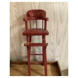 Vtg wooden doll high chair, 21x7"