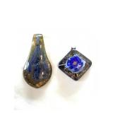 2 Pc. Murano Glass pendants longest 2 1/4"l