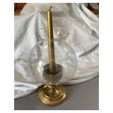 Vtg brass hurricane candle lamp, 12"