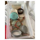 Misc. glass canning jar lids, zinc Ball lids, etc.