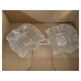 2 Clear Diamond cut candy bon bon dishes, 65x6.5",