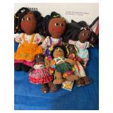 6 cloth dolls, St Thomas U.S.V.I., etc 12" tallest