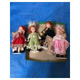 4 porcelain dolls 5.5" tall