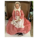 Vtg. Grandma old man porcelain doll w/stand,