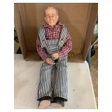 Vtg. Grandpa old man porcelain doll w/stand,