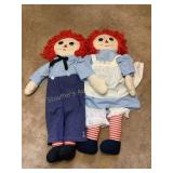 2 Large Raggedy Anne & Andy dolls, 35"H