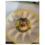 Deviled egg plate w/ salt & pepper shakers, 9"