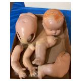 Bisque porcelain doll parts, show wear
