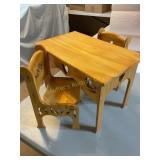 Handmade doll furniture table & 2 chair, oak,