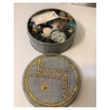 Bowers candy tin w/buttons