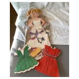 Vtg paper dolls w/hair, show some wear