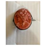 Vulcanite Cameo brooch 1.75" oval