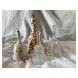4 Misc bells- Precious Moments, lead crystal, etc.