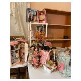 15+ dolls, porcelain, plastic, onion skin, w/