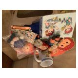 Misc Raggedy Anne lot- dolls, books, puppet, mug,