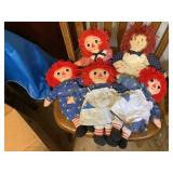 Raggedy Anne dolls, etc., some show wear, l