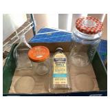 Vtg jars/bottles- Skippy, Bama, Happy Home vanilla