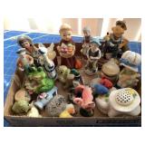 Misc. figurines, frogs, vase, Victorian, etc.