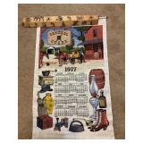 Vtg linen 1977 hanging calendar w/original box
