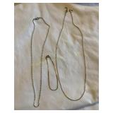 2 Silver tone necklaces, gold tone bracelet,