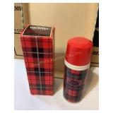 Avon plaid thermos decanter, 5.25", 70s w/box
