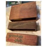 Glendale Club wooden cheese boxes 2 3/4" x 9" x 3"