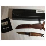 Ka-Bar leather handled hunter knife 3 3/4" blade