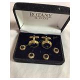 Botany gold tone cuff link & tuxedo stud set