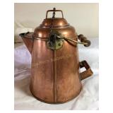 Cowboy copper coffee pot, campfire kettle, 12x13"