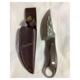 Hunting knife, wood handle, w/sheath, 4.5" blade