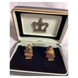 Swank?  Grand Prix cuff links, w/carved tiger eye