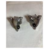 2 Bear claw collar clips w/black stone, 1.09 oz.,