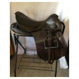 English Leather saddle 18",metal stirrups
