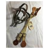 2 Pair spurs - metal & waxed straps
