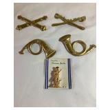 4 Civil War brass like insignia repro pins 3.25" &