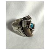 Native American Sterling Silver bear claw men ring